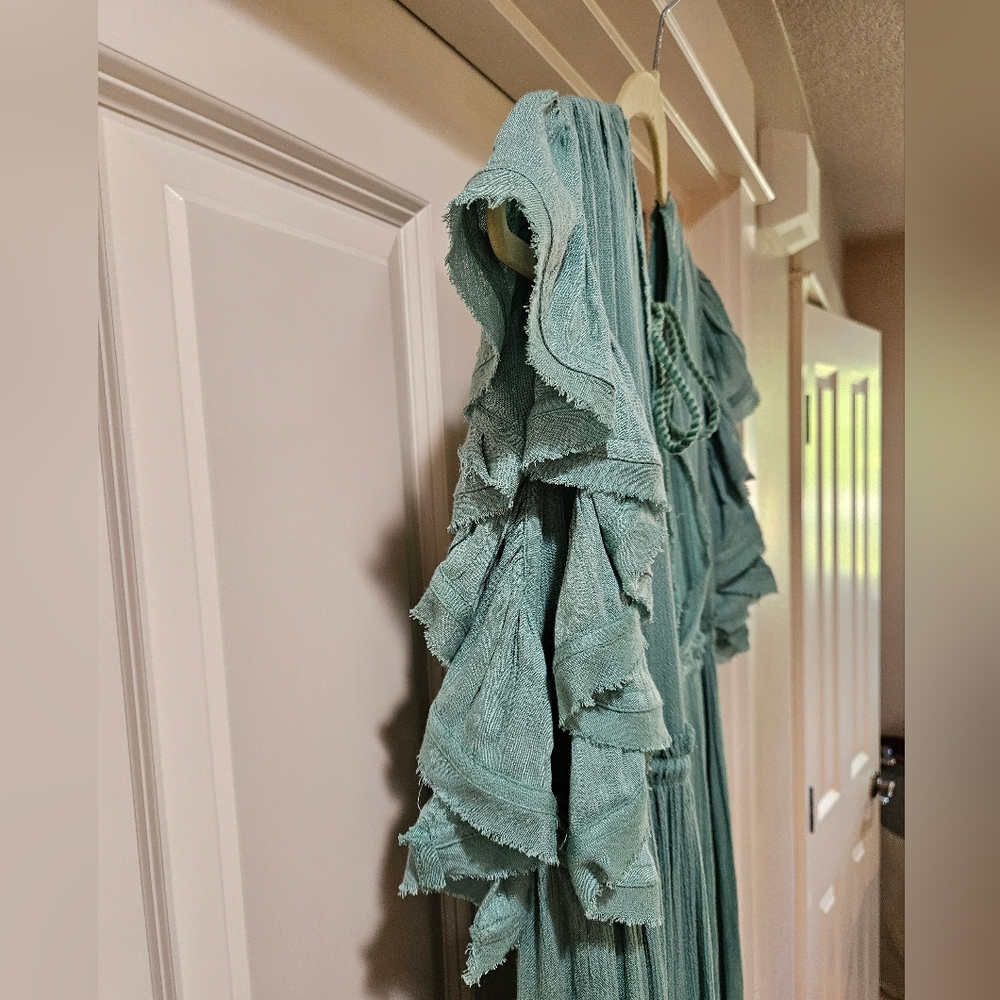 Free People Will Wait For You Midi Dress Embroidery Lace Oversized Green Sm NWT - Picture 9 of 16